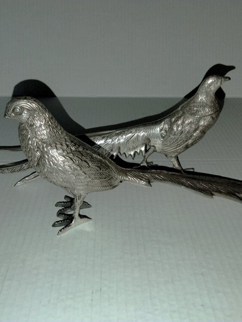 Silver Plated Table Pheasants, Set of Two